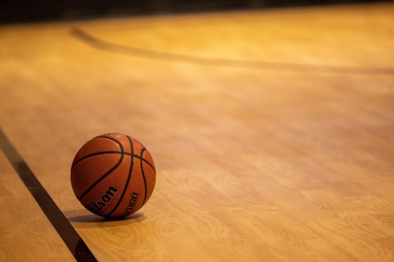 basketball court and ball