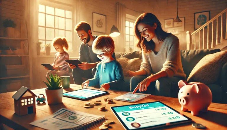 a family using the BusyKid app